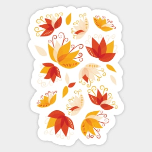 Whimsical Abstract Colorful Lily Floral Pattern Sticker